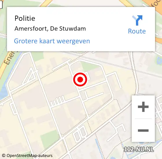 Locatie op kaart van de 112 melding: Politie Amersfoort, De Stuwdam op 3 augustus 2022 15:03