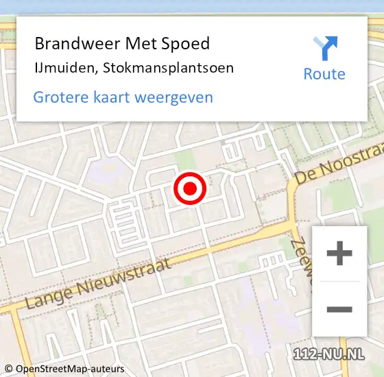 Locatie op kaart van de 112 melding: Brandweer Met Spoed Naar IJmuiden, Stokmansplantsoen op 3 augustus 2022 15:15