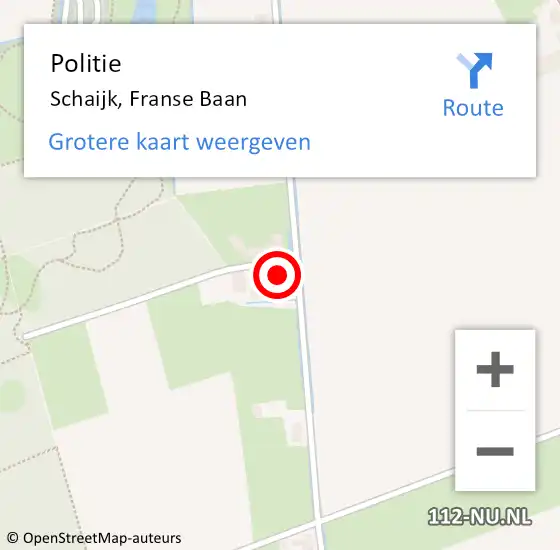 Locatie op kaart van de 112 melding: Politie Schaijk, Franse Baan op 3 augustus 2022 15:33