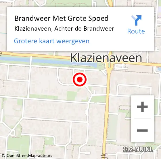 Locatie op kaart van de 112 melding: Brandweer Met Grote Spoed Naar Klazienaveen, Achter de Brandweer op 3 augustus 2022 15:45