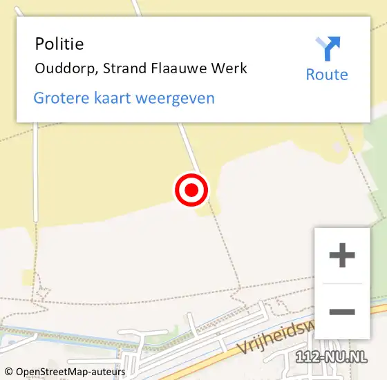 Locatie op kaart van de 112 melding: Politie Ouddorp, Strand Flaauwe Werk op 3 augustus 2022 15:45
