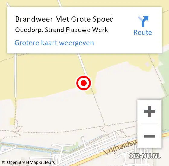 Locatie op kaart van de 112 melding: Brandweer Met Grote Spoed Naar Ouddorp, Strand Flaauwe Werk op 3 augustus 2022 15:47