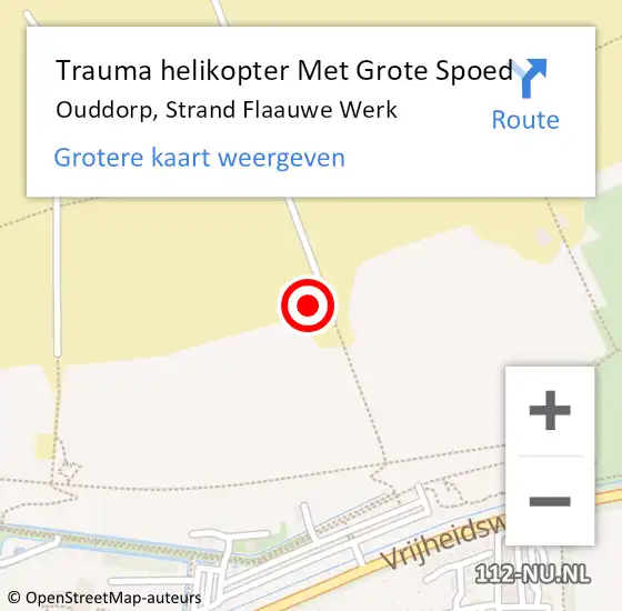 Locatie op kaart van de 112 melding: Trauma helikopter Met Grote Spoed Naar Ouddorp, Strand Flaauwe Werk op 3 augustus 2022 15:49