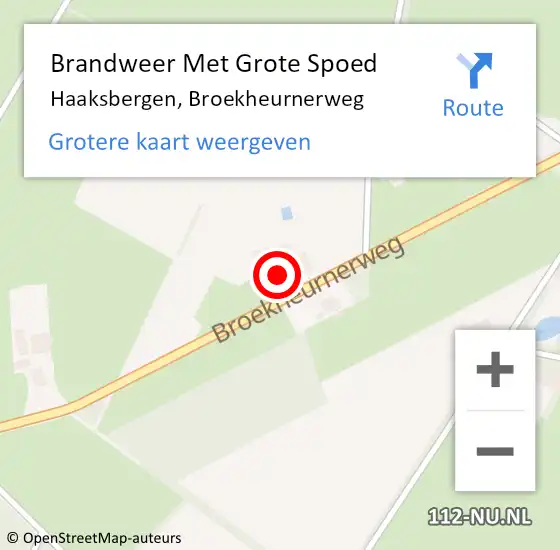 Locatie op kaart van de 112 melding: Brandweer Met Grote Spoed Naar Haaksbergen, Broekheurnerweg op 3 augustus 2022 15:52