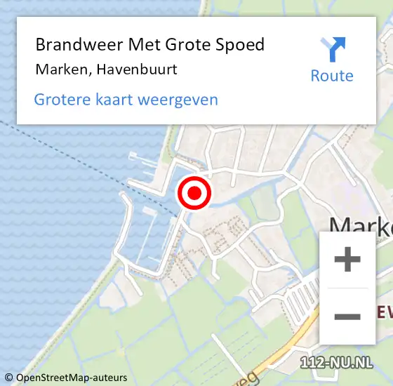 Locatie op kaart van de 112 melding: Brandweer Met Grote Spoed Naar Marken, Havenbuurt op 3 augustus 2022 15:57