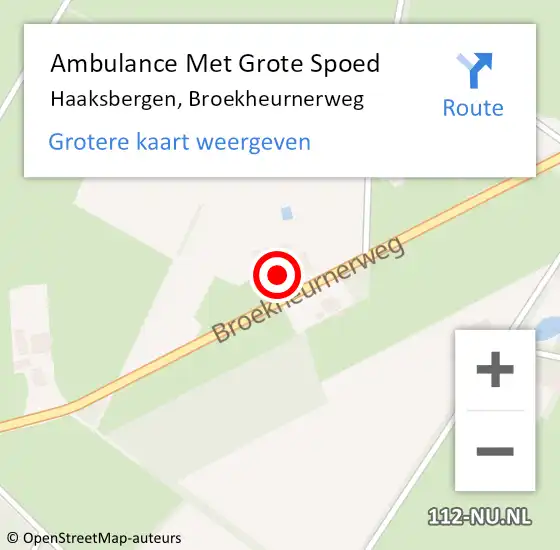 Locatie op kaart van de 112 melding: Ambulance Met Grote Spoed Naar Haaksbergen, Broekheurnerweg op 3 augustus 2022 16:00