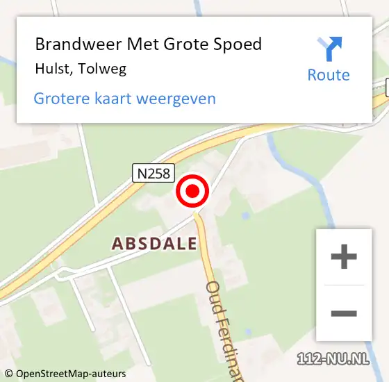 Locatie op kaart van de 112 melding: Brandweer Met Grote Spoed Naar Hulst, Tolweg op 3 augustus 2022 16:00