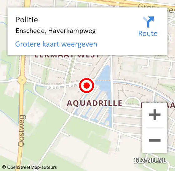 Locatie op kaart van de 112 melding: Politie Enschede, Haverkampweg op 3 augustus 2022 16:09