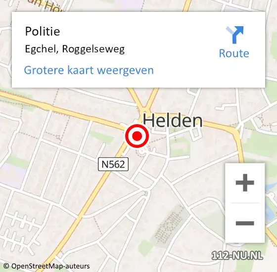 Locatie op kaart van de 112 melding: Politie Egchel, Roggelseweg op 3 augustus 2022 16:10