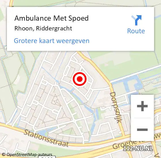 Locatie op kaart van de 112 melding: Ambulance Met Spoed Naar Rhoon, Riddergracht op 3 augustus 2022 16:20