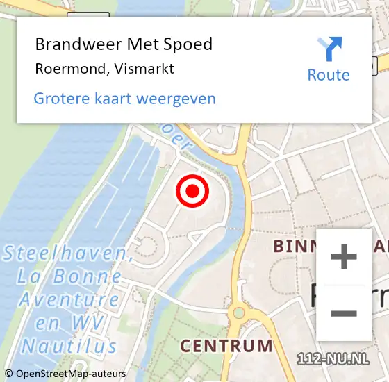 Locatie op kaart van de 112 melding: Brandweer Met Spoed Naar Roermond, Vismarkt op 3 augustus 2022 16:21