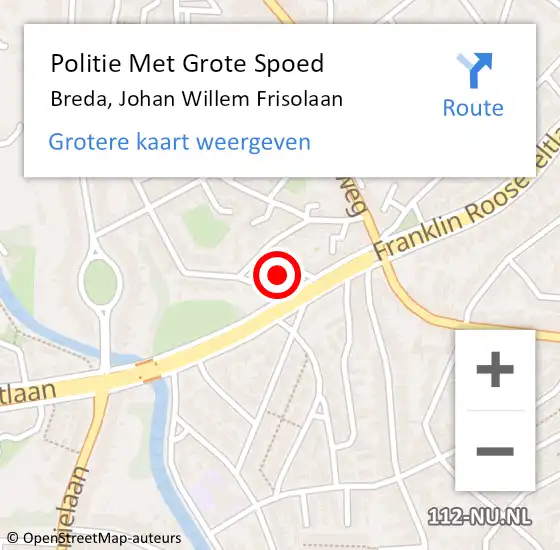 Locatie op kaart van de 112 melding: Politie Met Grote Spoed Naar Breda, Johan Willem Frisolaan op 3 augustus 2022 16:31