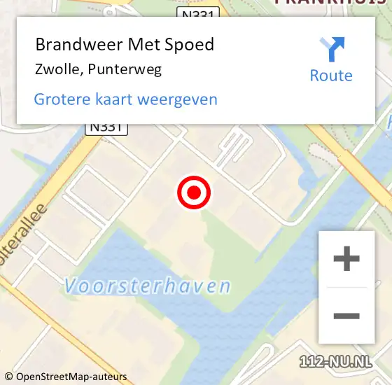 Locatie op kaart van de 112 melding: Brandweer Met Spoed Naar Zwolle, Punterweg op 3 augustus 2022 16:49