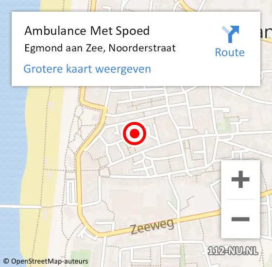 Locatie op kaart van de 112 melding: Ambulance Met Spoed Naar Egmond aan Zee, Noorderstraat op 3 augustus 2022 16:54