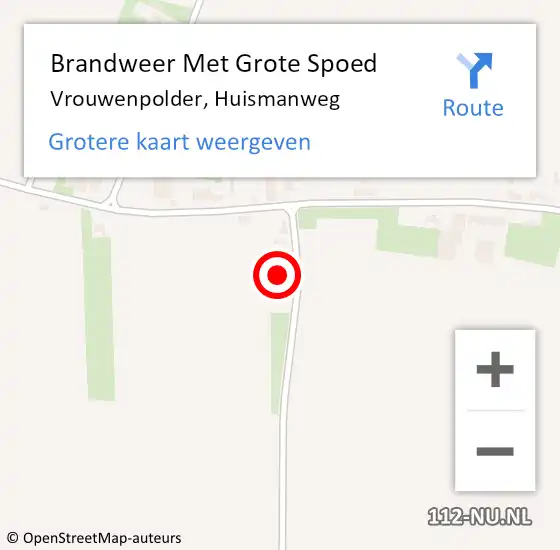 Locatie op kaart van de 112 melding: Brandweer Met Grote Spoed Naar Vrouwenpolder, Huismanweg op 3 augustus 2022 16:59