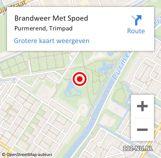 Locatie op kaart van de 112 melding: Brandweer Met Spoed Naar Purmerend, Trimpad op 3 augustus 2022 17:16