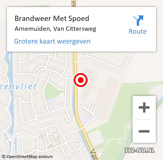 Locatie op kaart van de 112 melding: Brandweer Met Spoed Naar Arnemuiden, Van Cittersweg op 3 augustus 2022 17:23