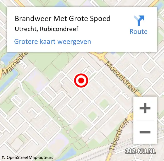 Locatie op kaart van de 112 melding: Brandweer Met Grote Spoed Naar Utrecht, Rubicondreef op 3 augustus 2022 17:30