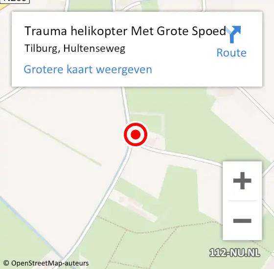 Locatie op kaart van de 112 melding: Trauma helikopter Met Grote Spoed Naar Tilburg, Hultenseweg op 3 augustus 2022 17:36