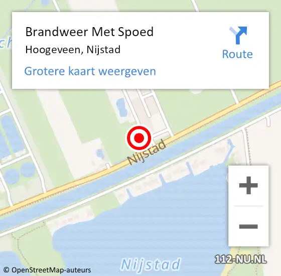 Locatie op kaart van de 112 melding: Brandweer Met Spoed Naar Hoogeveen, Nijstad op 3 augustus 2022 17:45