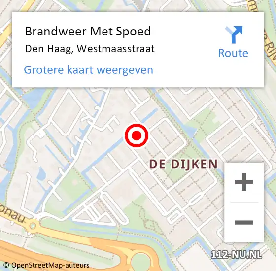 Locatie op kaart van de 112 melding: Brandweer Met Spoed Naar Den Haag, Westmaasstraat op 3 augustus 2022 17:45