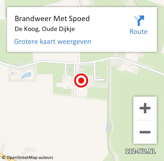 Locatie op kaart van de 112 melding: Brandweer Met Spoed Naar De Koog, Oude Dijkje op 3 augustus 2022 17:57