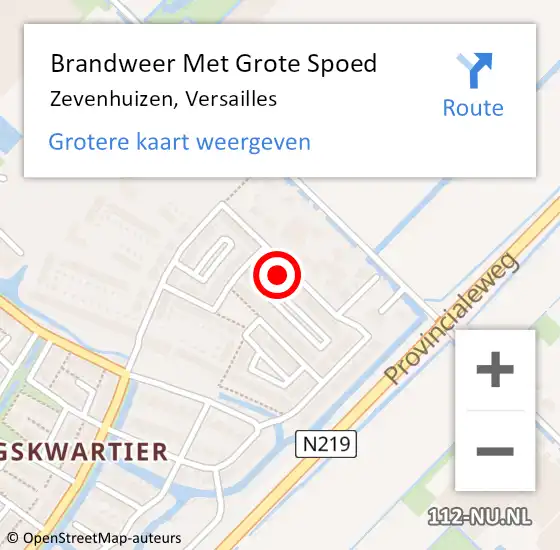 Locatie op kaart van de 112 melding: Brandweer Met Grote Spoed Naar Zevenhuizen, Versailles op 3 augustus 2022 18:30