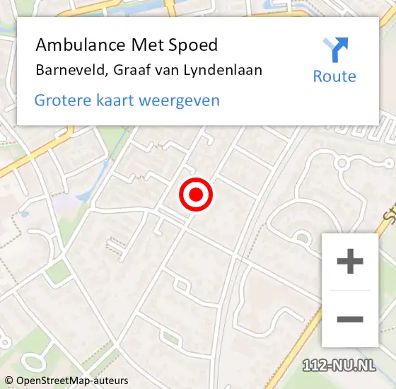 Locatie op kaart van de 112 melding: Ambulance Met Spoed Naar Barneveld, Graaf van Lyndenlaan op 3 augustus 2022 19:05