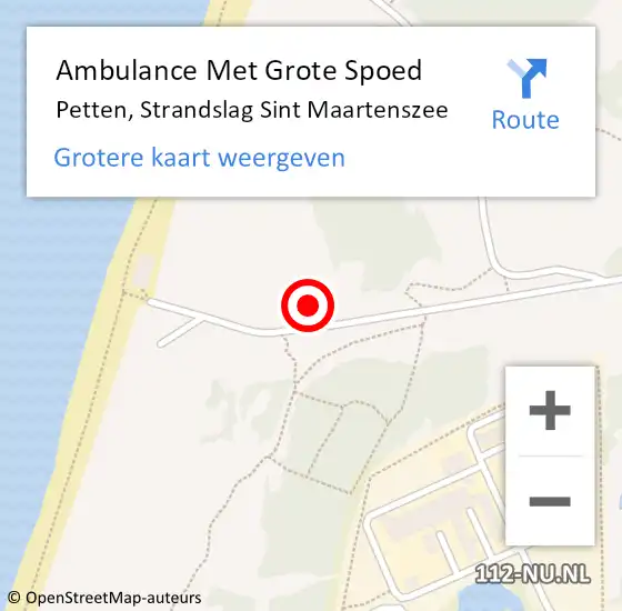 Locatie op kaart van de 112 melding: Ambulance Met Grote Spoed Naar Petten, Strandslag Sint Maartenszee op 3 augustus 2022 19:14