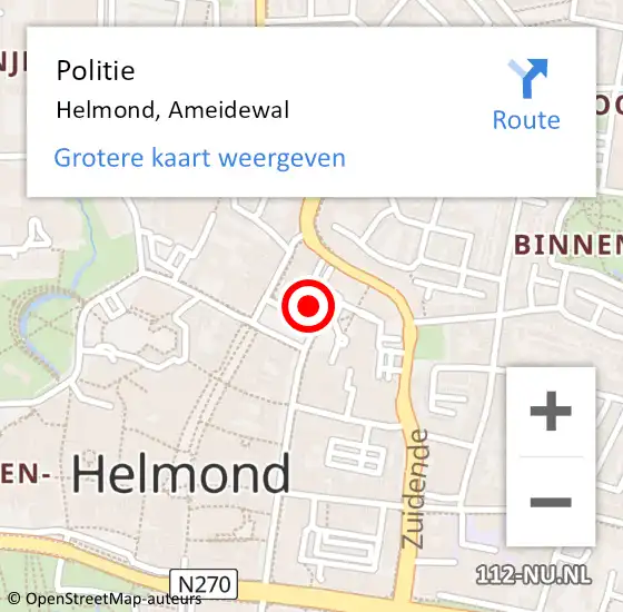 Locatie op kaart van de 112 melding: Politie Helmond, Ameidewal op 3 augustus 2022 19:16