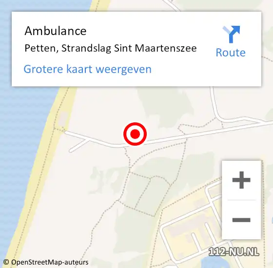 Locatie op kaart van de 112 melding: Ambulance Petten, Strandslag Sint Maartenszee op 3 augustus 2022 19:16
