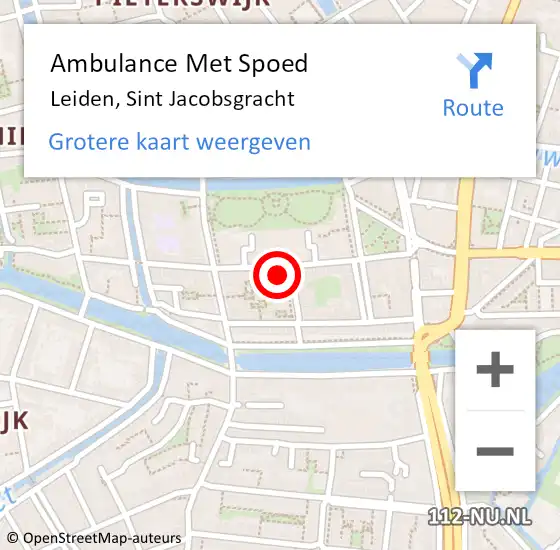 Locatie op kaart van de 112 melding: Ambulance Met Spoed Naar Leiden, Sint Jacobsgracht op 3 augustus 2022 19:33