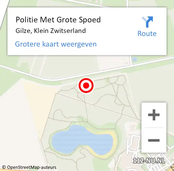 Locatie op kaart van de 112 melding: Politie Met Grote Spoed Naar Gilze, Klein Zwitserland op 3 augustus 2022 19:38