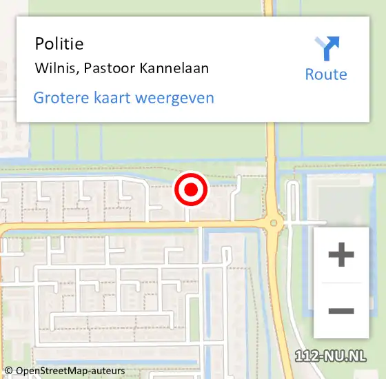 Locatie op kaart van de 112 melding: Politie Wilnis, Pastoor Kannelaan op 3 augustus 2022 19:41