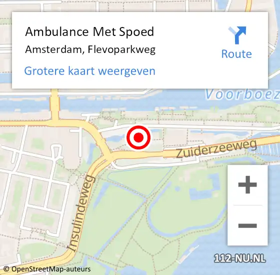 Locatie op kaart van de 112 melding: Ambulance Met Spoed Naar Amsterdam, Flevoparkweg op 3 augustus 2022 19:45