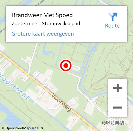 Locatie op kaart van de 112 melding: Brandweer Met Spoed Naar Zoetermeer, Stompwijksepad op 3 augustus 2022 20:08