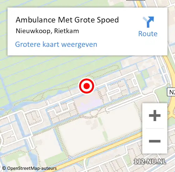 Locatie op kaart van de 112 melding: Ambulance Met Grote Spoed Naar Nieuwkoop, Rietkam op 3 augustus 2022 20:11