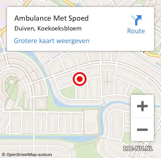 Locatie op kaart van de 112 melding: Ambulance Met Spoed Naar Duiven, Koekoeksbloem op 3 augustus 2022 20:21