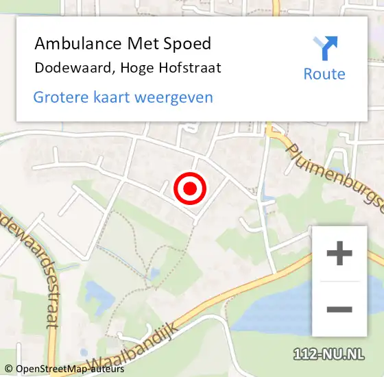 Locatie op kaart van de 112 melding: Ambulance Met Spoed Naar Dodewaard, Hoge Hofstraat op 3 augustus 2022 20:35