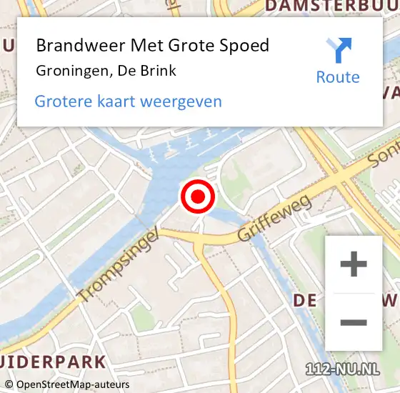 Locatie op kaart van de 112 melding: Brandweer Met Grote Spoed Naar Groningen, De Brink op 3 augustus 2022 20:49