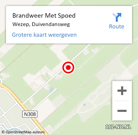 Locatie op kaart van de 112 melding: Brandweer Met Spoed Naar Wezep, Duivendansweg op 3 augustus 2022 20:51