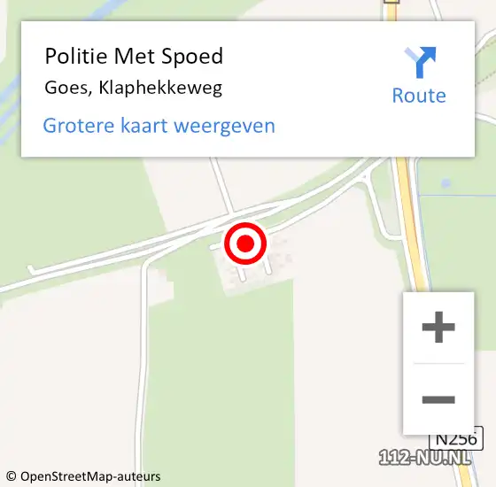 Locatie op kaart van de 112 melding: Politie Met Spoed Naar Goes, Klaphekkeweg op 3 augustus 2022 21:00