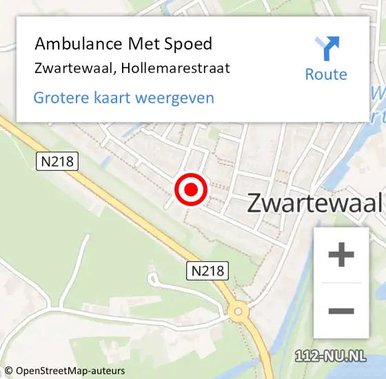 Locatie op kaart van de 112 melding: Ambulance Met Spoed Naar Zwartewaal, Hollemarestraat op 3 augustus 2022 21:04