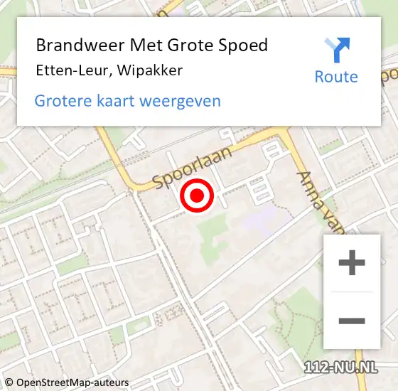 Locatie op kaart van de 112 melding: Brandweer Met Grote Spoed Naar Etten-Leur, Wipakker op 3 augustus 2022 21:10