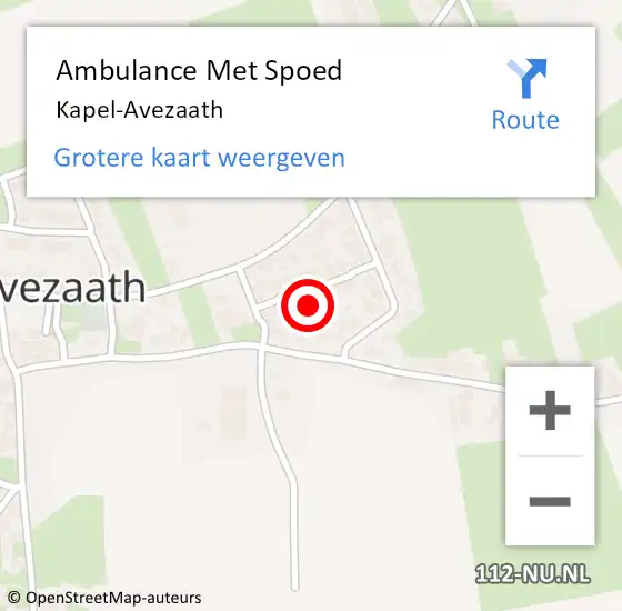 Locatie op kaart van de 112 melding: Ambulance Met Spoed Naar Kapel-Avezaath op 3 augustus 2022 21:10