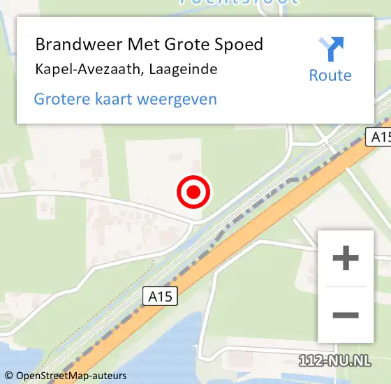 Locatie op kaart van de 112 melding: Brandweer Met Grote Spoed Naar Kapel-Avezaath, Laageinde op 3 augustus 2022 21:20