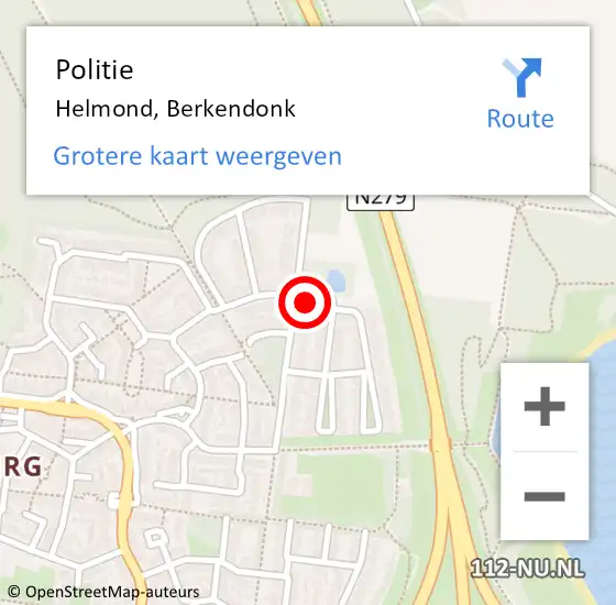 Locatie op kaart van de 112 melding: Politie Helmond, Berkendonk op 3 augustus 2022 21:42