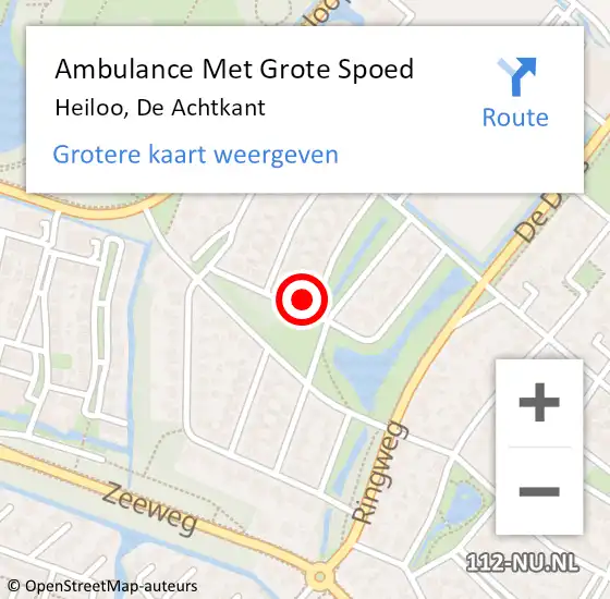 Locatie op kaart van de 112 melding: Ambulance Met Grote Spoed Naar Heiloo, De Achtkant op 3 augustus 2022 21:44