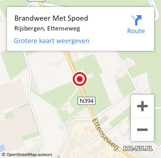 Locatie op kaart van de 112 melding: Brandweer Met Spoed Naar Rijsbergen, Ettenseweg op 3 augustus 2022 22:06