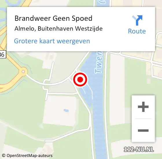 Locatie op kaart van de 112 melding: Brandweer Geen Spoed Naar Almelo, Buitenhaven Westzijde op 3 augustus 2022 22:26